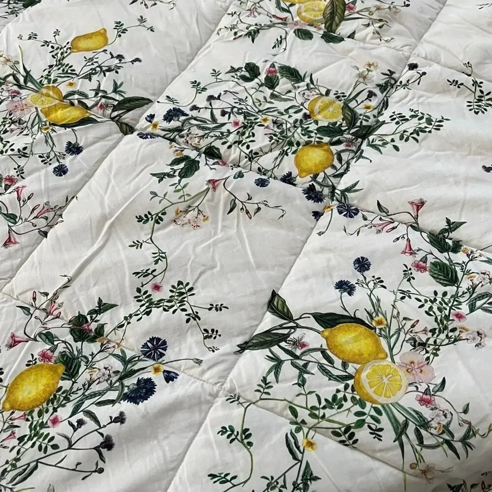 Pottery Barn Monique Lhuillier Positano Comforter & Sham 99 x 91 Lemon Print